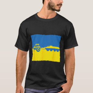 ウクライナの農家のトラクターがロシアの戦車を盗む面白いデザイン Tシャツ