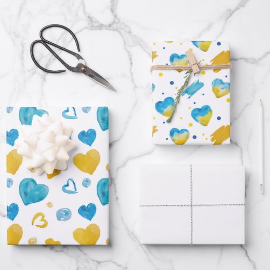 ウクライナの青い黄色の白の色 ラッピングペーパーシート (正面)