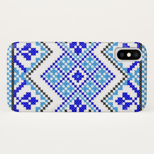 ウクライナの青いGeoの刺繍のiPhoneの銀河系の箱 Case-Mate iPhoneケース (裏面(横))