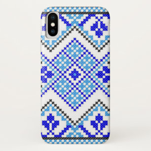 ウクライナの青いGeoの刺繍のiPhoneの銀河系の箱 iPhone X ケース