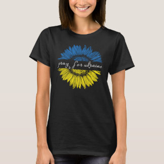 ウクライナの青と黄色祈のひまわり Tシャツ