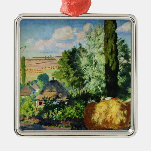 ウクライナの風景(農村の農場) (ウクライナの芸術) メタルオーナメント (正面)