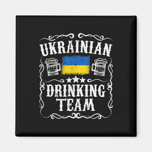 ウクライナの飲み友達Tシャツ 楽しいウクライナの旗 マグネット (正面)
