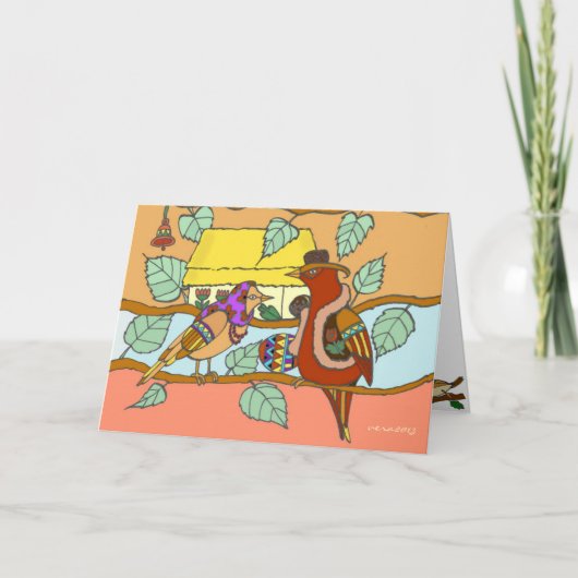 ウクライナの鳥が新しい家を持つ カード (正面)