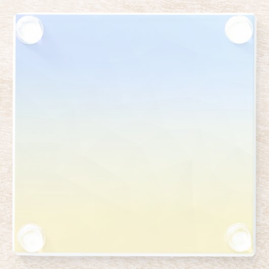 ウクライナの黄色い青の幾何学的メッシュパターン ガラスコースター (裏面)