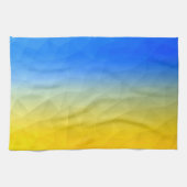 ウクライナの黄色い青の幾何学的メッシュパターン キッチンタオル (横)