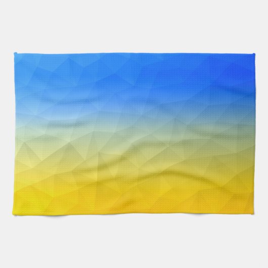 ウクライナの黄色い青の幾何学的メッシュパターン キッチンタオル (横)