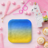 ウクライナの黄色い青の幾何学的メッシュパターン ペーパープレート (パーティー)