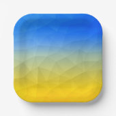 ウクライナの黄色い青の幾何学的メッシュパターン ペーパープレート (正面)