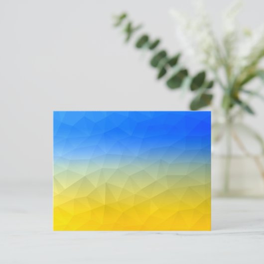 ウクライナの黄色い青の幾何学的メッシュパターン ポストカード (スタンド正面)