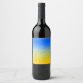 ウクライナの黄色い青の幾何学的メッシュパターン ワインラベル (正面)