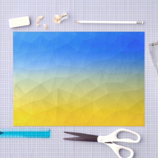 ウクライナの黄色い青の幾何学的メッシュパターン 薄葉紙 (クラフト)