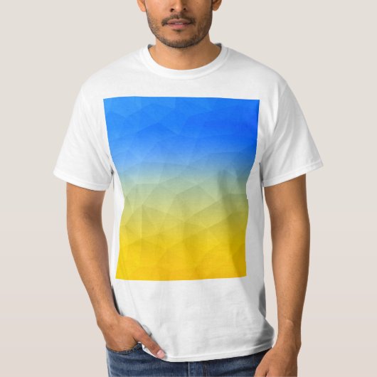 ウクライナの黄色い青の幾何学的メッシュパターン Tシャツ (正面)
