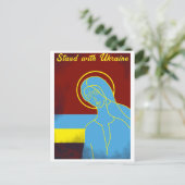 ウクライナの「黄色い青」平和カラフルと共に立つ シーズンポストカード (スタンド正面)