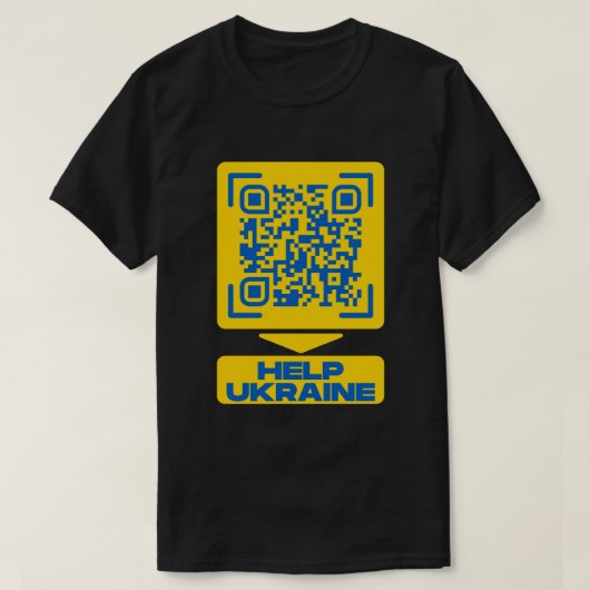 ウクライナのQRコードTシャツへの支援 Tシャツ (デザイン正面)