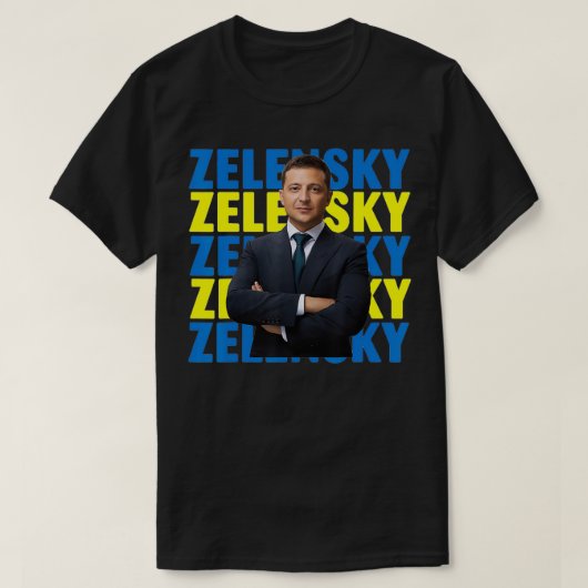 ウクライナのVolodymyr Zelensky大統領サポート英国 Tシャツ (デザイン正面)