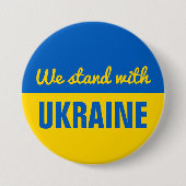 ウクライナは平和ブルーイエローウクライナ国旗を支持 缶バッジ (正面)