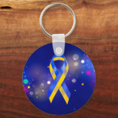 ウクライナは青い黄色の認識度リボンをサポート キーホルダー (正面)