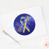 ウクライナは青い黄色の認識度リボンをサポート ラウンドシール (封筒)