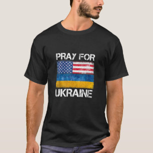 ウクライナへのPr Ay米国ウクライナ国旗のヴィンテージSuポート Tシャツ