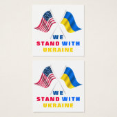 ウクライナをサポートする米国国旗とウクライナ国旗のカード (正面&裏面)