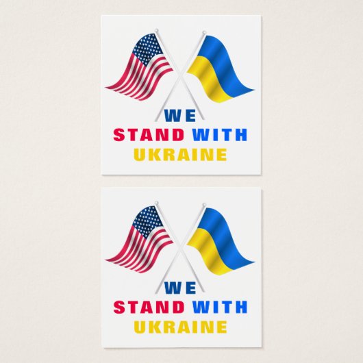 ウクライナをサポートする米国国旗とウクライナ国旗のカード (正面&裏面)