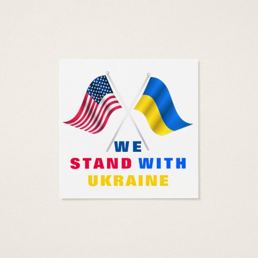 ウクライナをサポートする米国国旗とウクライナ国旗のカード (裏面)