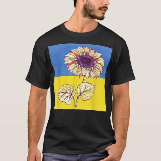 ウクライナを支持するウクライナ国旗を掲げる Tシャツ (正面)