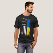 ウクライナを支持するウクライナ国旗を掲げる Tシャツ (正面フル)