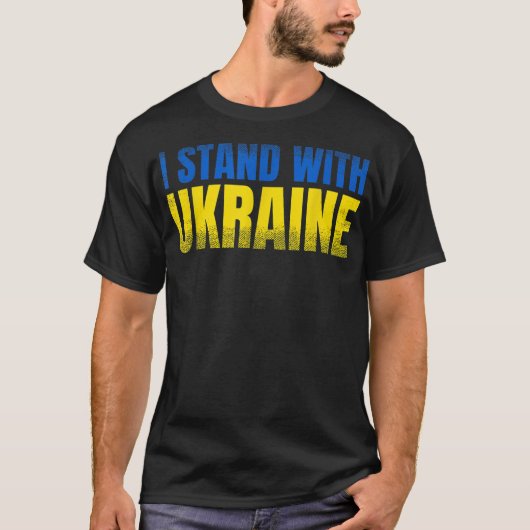 ウクライナを支持するウクライナ国旗を掲げる Tシャツ (正面)