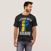 ウクライナを支持するウクライナ国旗を掲げる Tシャツ (正面フル)