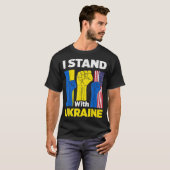 ウクライナを支持するウクライナ国旗を掲げる Tシャツ (正面フル)