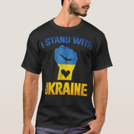 ウクライナを支持するウクライナ国旗を掲げる Tシャツ