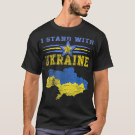 ウクライナを支持するウクライナ国旗を掲げる Tシャツ