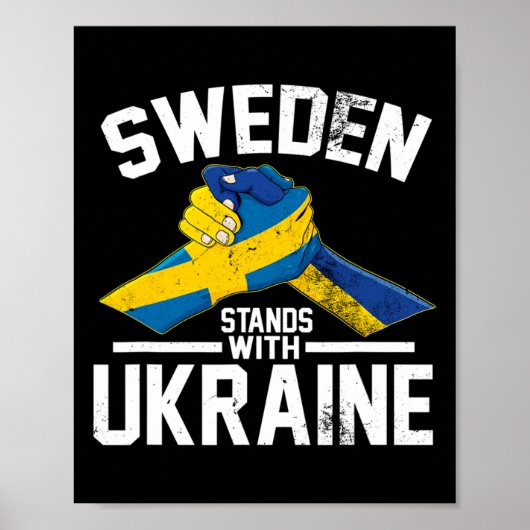 ウクライナを支持するスウェーデン ウクライナ スウェーデン国旗 ポスター (正面)