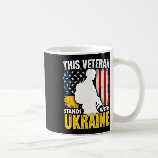ウクライナを支持する退役軍人 - 愛国アメリカ人F コーヒーマグカップ (右)