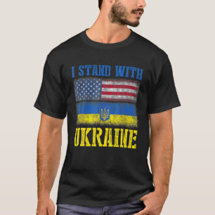 ウクライナを支持する アメリカ ウクライナ国旗 Tシャツ