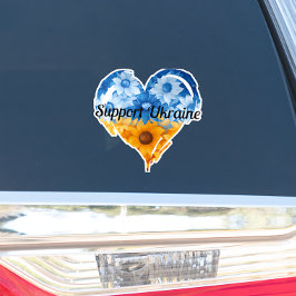 ウクライナを支援するひまわりのハートの車バンパー シール