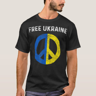 ウクライナを支援する ウクライナと共に立つ旗 Tシャツ