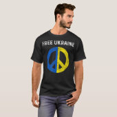 ウクライナを支援する ウクライナと共に立つ旗 Tシャツ (正面フル)