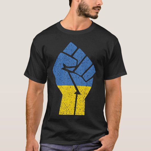 ウクライナを支援 ウクライナと共に ウクライナの旗 Tシャツ (正面)