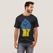 ウクライナを支援 ウクライナと共に ウクライナの旗 Tシャツ (正面フル)