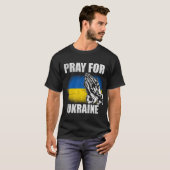 ウクライナを支援 ウクライナに祈りを ウクライナの旗 平和 Tシャツ (正面フル)