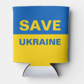 ウクライナを救おう ウクライナ国旗 缶クーラー (正面)