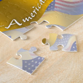 ウクライナアメリカの振る旗 ジグソーパズル (側面)