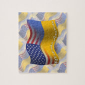 ウクライナアメリカの振る旗 ジグソーパズル (縦)