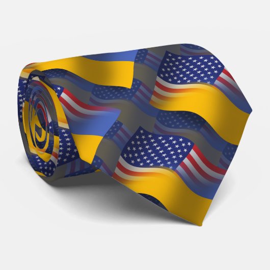 ウクライナアメリカの振る旗 ネクタイ (ロール)