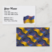 ウクライナアメリカの振る旗 名刺 (正面/裏面)