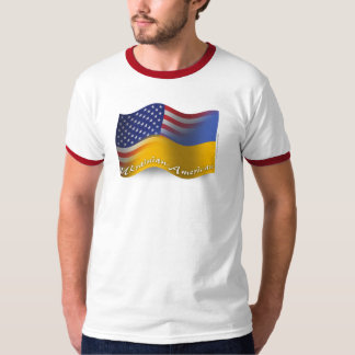 ウクライナアメリカの振る旗 Tシャツ
