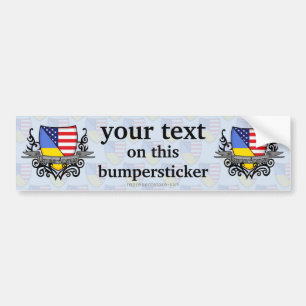 ウクライナアメリカの盾の旗 バンパーステッカー
